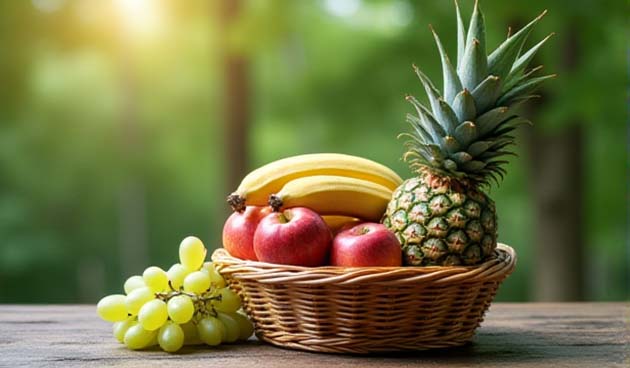 Корзина с фруктами или сладостями