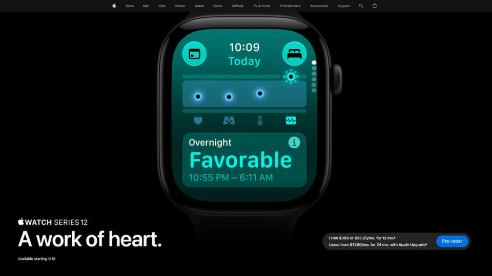 Apple Watch Series 12. Скриншот сайта apple.com
