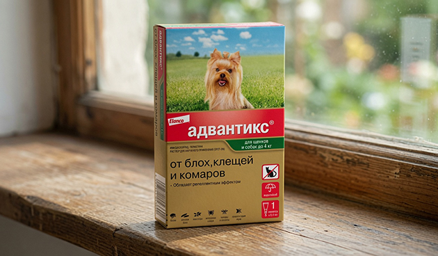 «Адвантикс» от блох, клещей и комаров для щенков и собак до 4 кг
