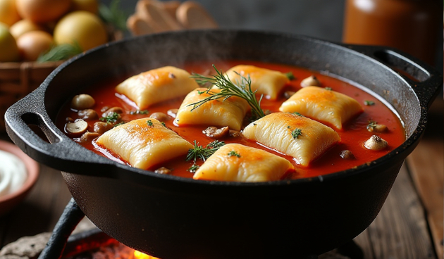 Голубцы с грибами в казане