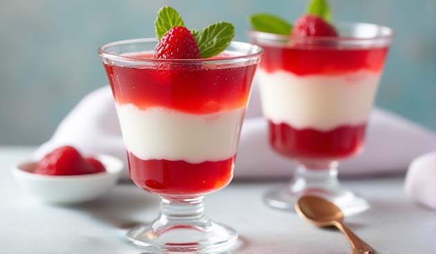 Десерт из творога и желе