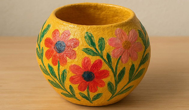 Декоративная вазочка для мелочей из папье-маше