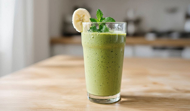 Смузи с бананом, авокадо и зеленью