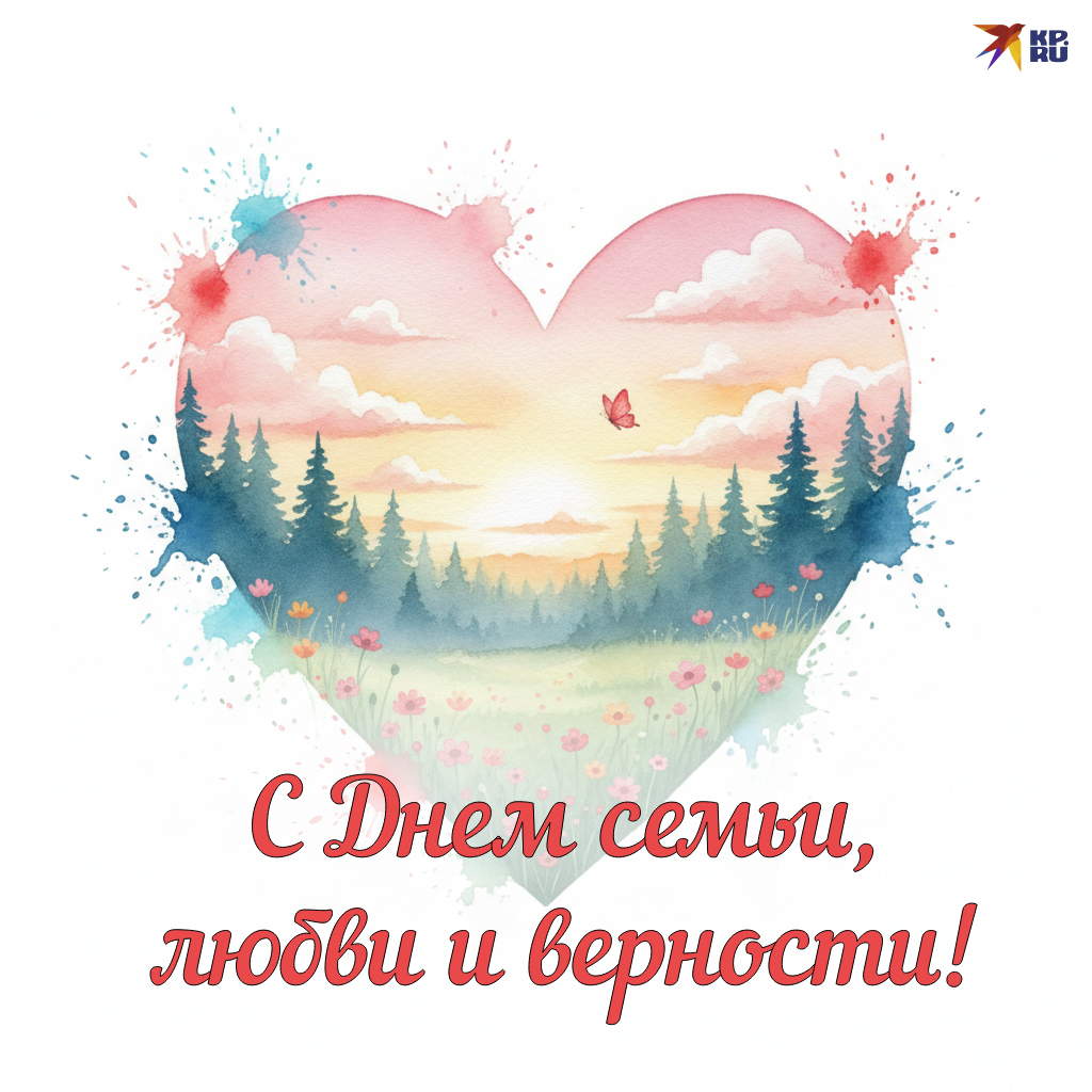 Красивые открытки на День семьи, любви и верности с поздравлениями
