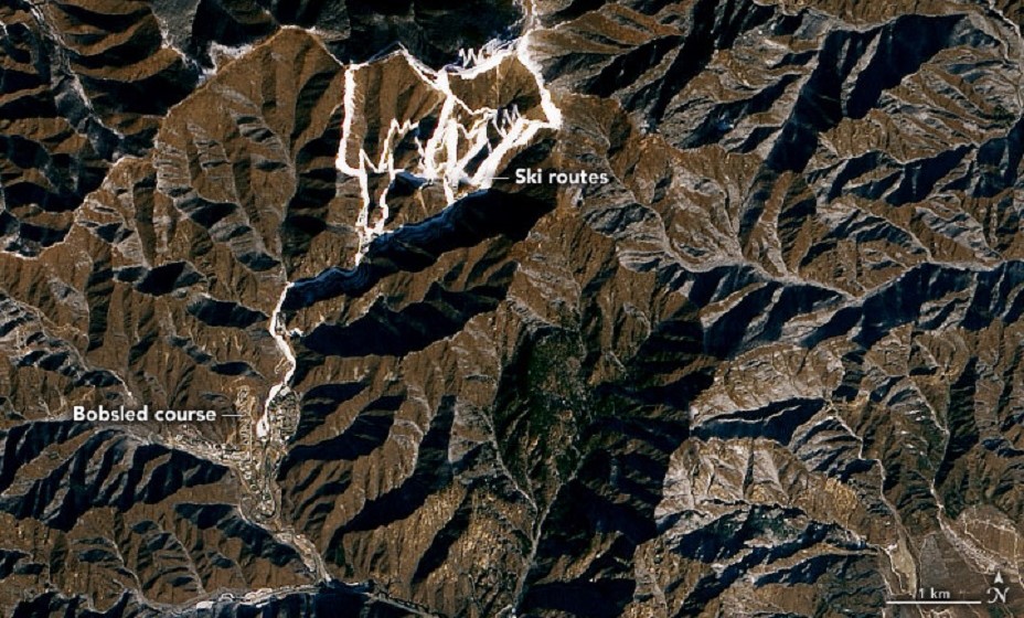 В Пекине практически нет снега. Фото: NASA
